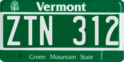 VT license plate ZTN312