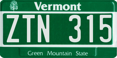VT license plate ZTN315