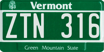 VT license plate ZTN316