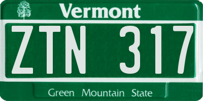 VT license plate ZTN317
