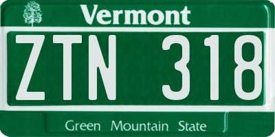 VT license plate ZTN318