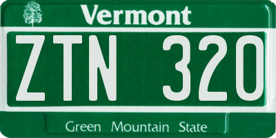 VT license plate ZTN320