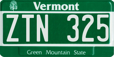 VT license plate ZTN325