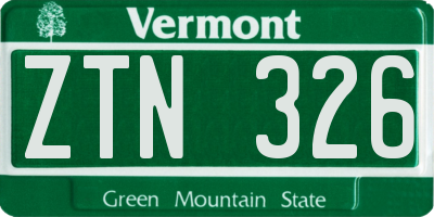 VT license plate ZTN326