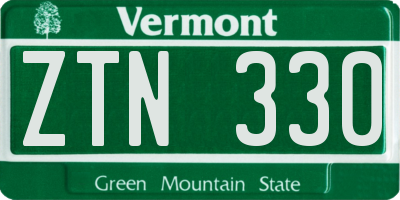 VT license plate ZTN330