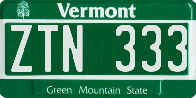 VT license plate ZTN333