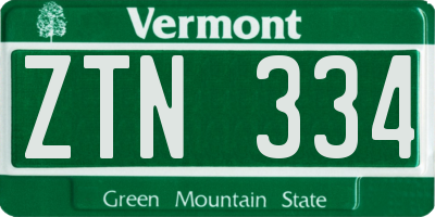 VT license plate ZTN334