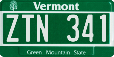 VT license plate ZTN341