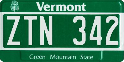 VT license plate ZTN342