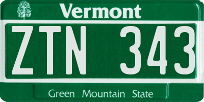 VT license plate ZTN343