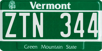VT license plate ZTN344