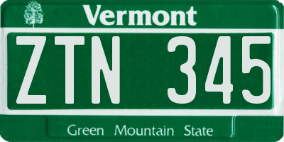 VT license plate ZTN345