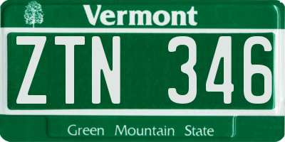 VT license plate ZTN346