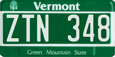 VT license plate ZTN348