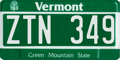 VT license plate ZTN349