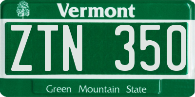 VT license plate ZTN350