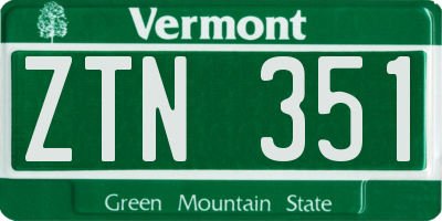 VT license plate ZTN351