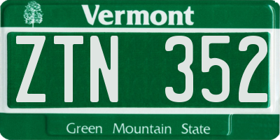 VT license plate ZTN352