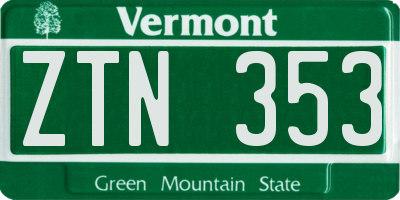 VT license plate ZTN353