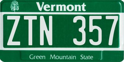VT license plate ZTN357