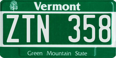 VT license plate ZTN358