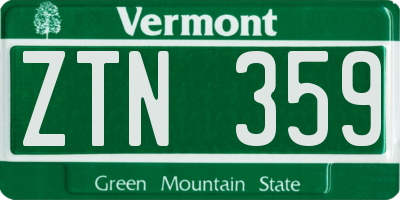 VT license plate ZTN359