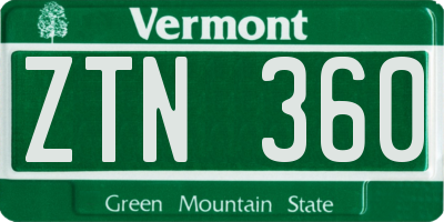 VT license plate ZTN360