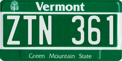 VT license plate ZTN361