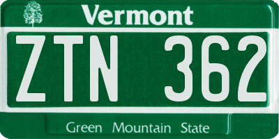 VT license plate ZTN362