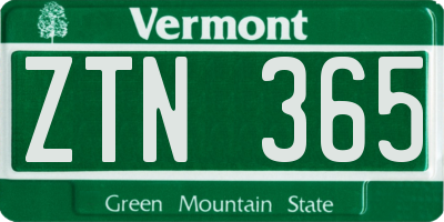 VT license plate ZTN365