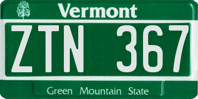 VT license plate ZTN367
