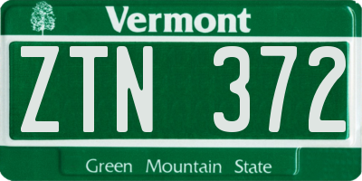 VT license plate ZTN372