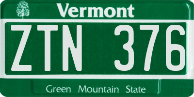 VT license plate ZTN376