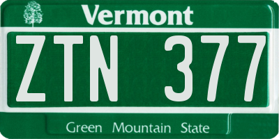 VT license plate ZTN377