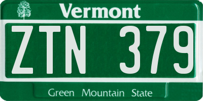 VT license plate ZTN379