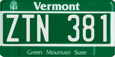 VT license plate ZTN381