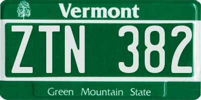 VT license plate ZTN382
