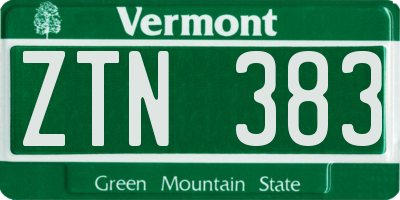 VT license plate ZTN383