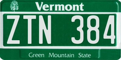 VT license plate ZTN384