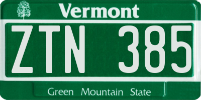 VT license plate ZTN385