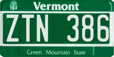 VT license plate ZTN386