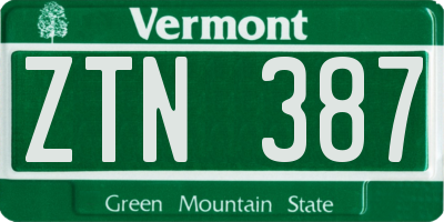 VT license plate ZTN387