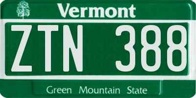 VT license plate ZTN388