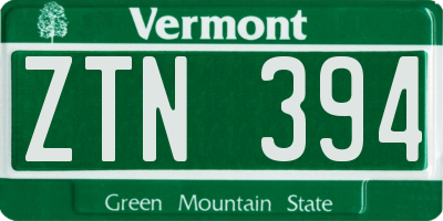VT license plate ZTN394