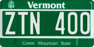 VT license plate ZTN400