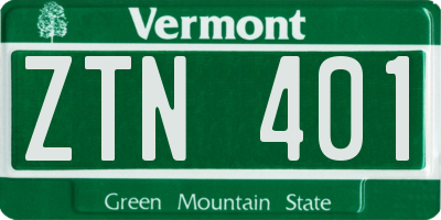 VT license plate ZTN401