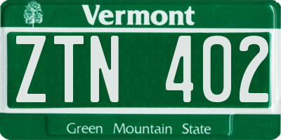 VT license plate ZTN402