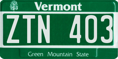 VT license plate ZTN403