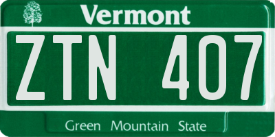 VT license plate ZTN407