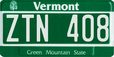 VT license plate ZTN408